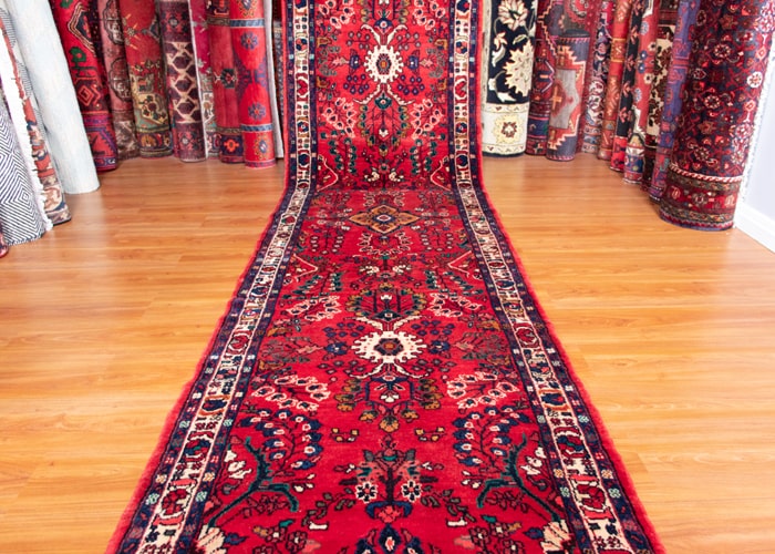 Vintage Hamedan Hand-Knotted Persian Wool Runner Rug