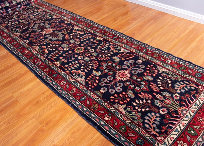 Vintage Hamedan Hand-Knotted Persian Wool Runner Rug