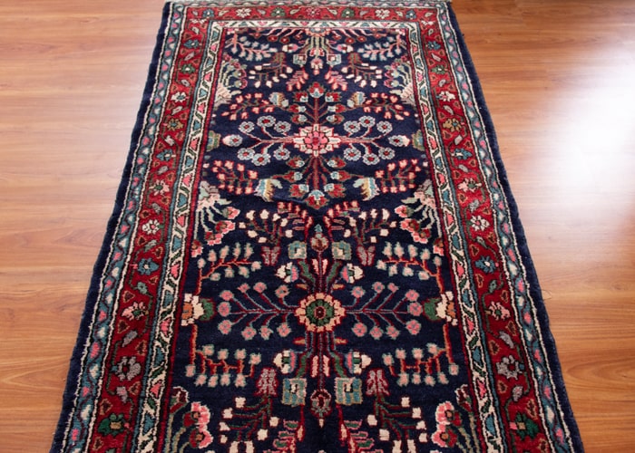 Vintage Hamedan Hand-Knotted Persian Wool Runner Rug