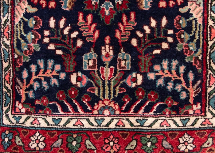Vintage Hamedan Hand-Knotted Persian Wool Runner Rug