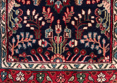 Vintage Hamedan Hand-Knotted Persian Wool Runner Rug