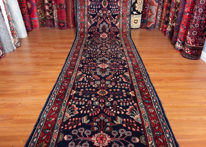 Vintage Hamedan Hand-Knotted Persian Wool Runner Rug