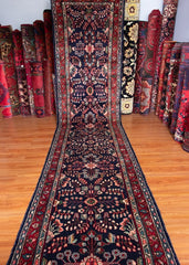 Vintage Hamedan Hand-Knotted Persian Wool Runner Rug