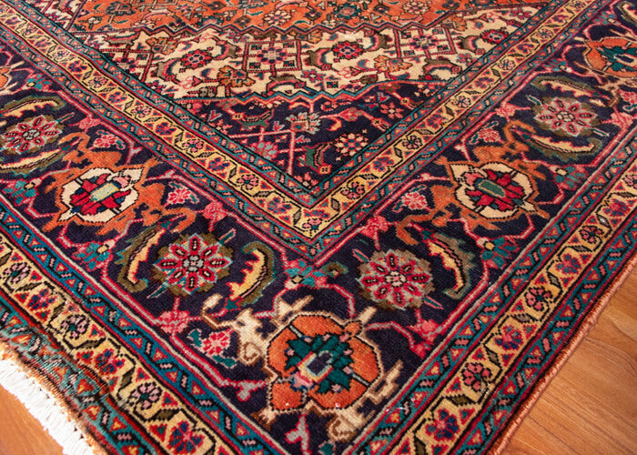 Vintage Tabriz Hand-Knotted Wool Persian Rug