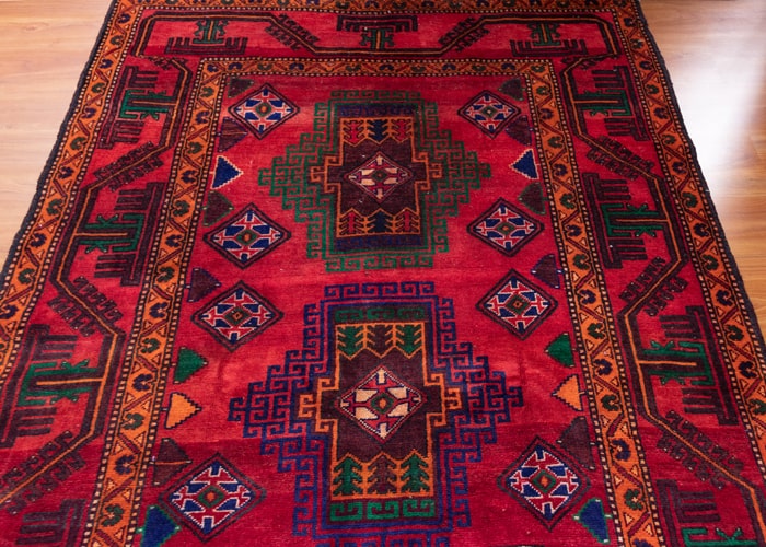 Vintage Baluch Hand-Knotted Wool Persian Rug