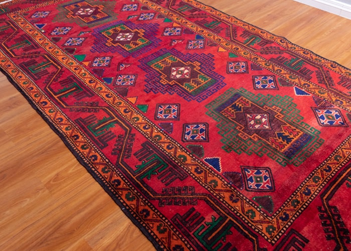 Vintage Baluch Hand-Knotted Wool Persian Rug
