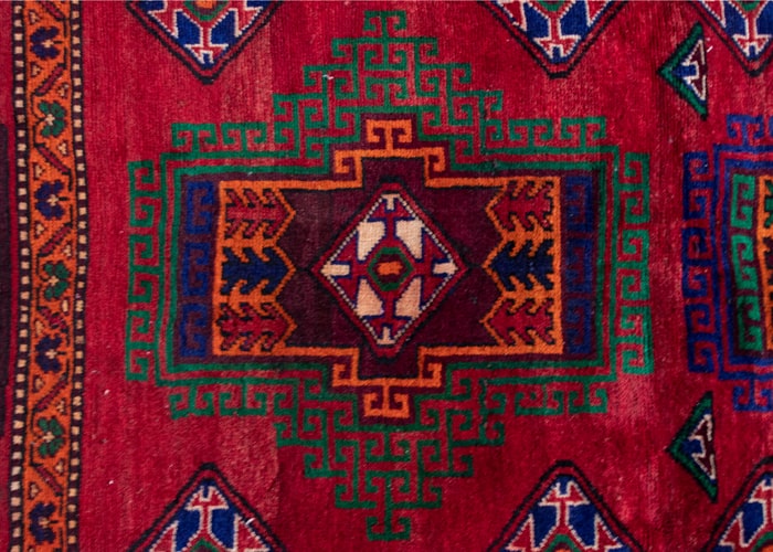 Vintage Baluch Hand-Knotted Wool Persian Rug