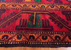 Vintage Baluch Hand-Knotted Wool Persian Rug
