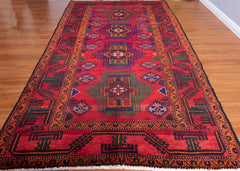 Vintage Baluch Hand-Knotted Wool Persian Rug