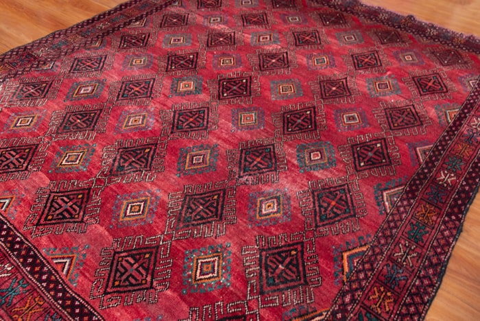 Vintage Baluch Hand-Knotted Wool Persian Rug