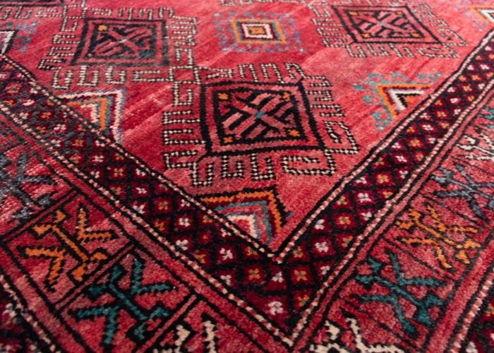 Vintage Baluch Hand-Knotted Wool Persian Rug