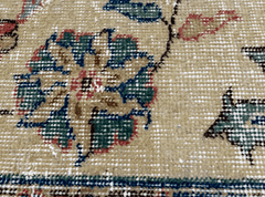 Vintage Hand-Knotted Distressed Turkish Rug