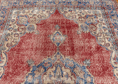 Vintage Hand-Knotted Distressed Turkish Rug