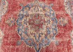 Vintage Hand-Knotted Distressed Turkish Rug