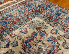 Vintage Hand-Knotted Distressed Turkish Rug