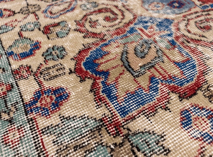 Vintage Hand-Knotted Distressed Turkish Rug