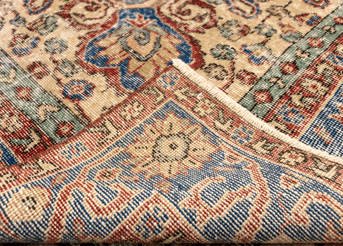 Vintage Hand-Knotted Distressed Turkish Rug