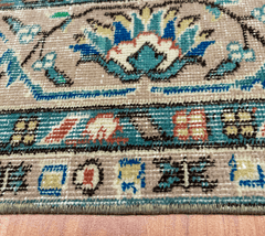 Vintage Hand-Knotted Distressed Turkish Rug