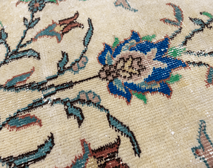 Vintage Hand-Knotted Distressed Turkish Rug