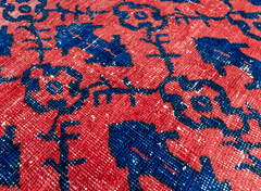 Vintage Hand-Knotted Distressed Turkish Rug