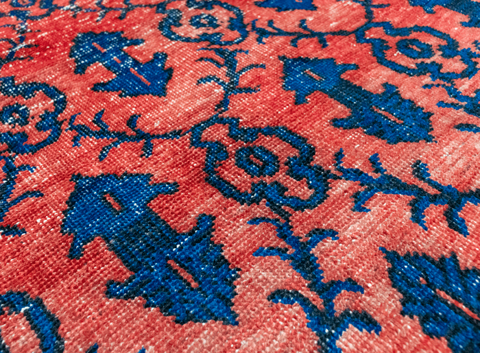 Vintage Hand-Knotted Distressed Turkish Rug