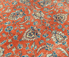 Vintage Hand-Knotted Distressed Turkish Rug