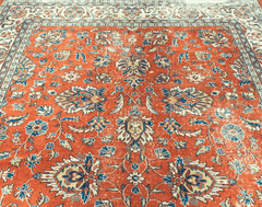 Vintage Hand-Knotted Distressed Turkish Rug