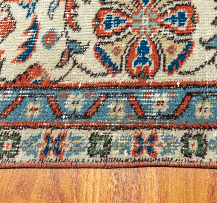 Vintage Hand-Knotted Distressed Turkish Rug