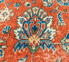 Vintage Hand-Knotted Distressed Turkish Rug
