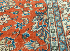 Vintage Hand-Knotted Distressed Turkish Rug