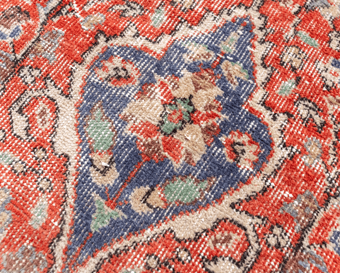 Vintage Hand-Knotted Distressed Turkish Rug