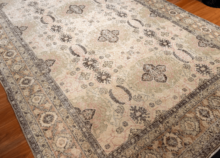 Vintage Hand-Knotted Distressed Turkish Rug
