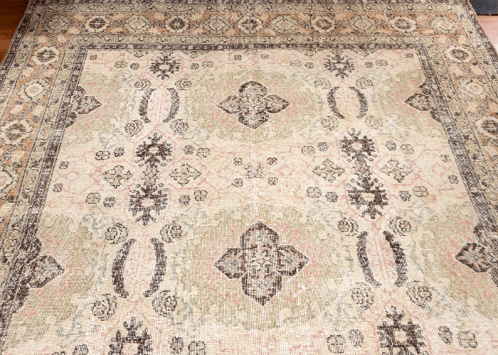 Vintage Hand-Knotted Distressed Turkish Rug