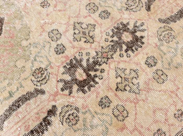 Vintage Hand-Knotted Distressed Turkish Rug