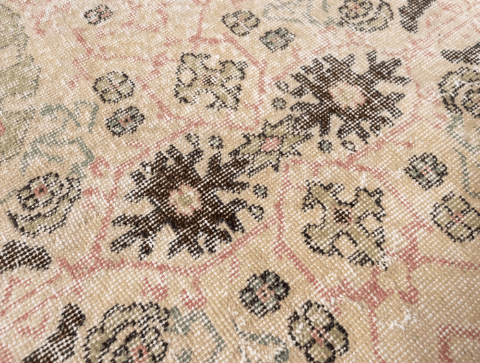 Vintage Hand-Knotted Distressed Turkish Rug