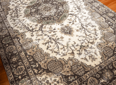 Vintage Hand-Knotted Distressed Turkish Rug