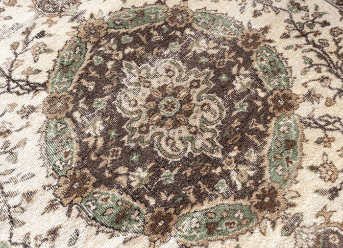 Vintage Hand-Knotted Distressed Turkish Rug