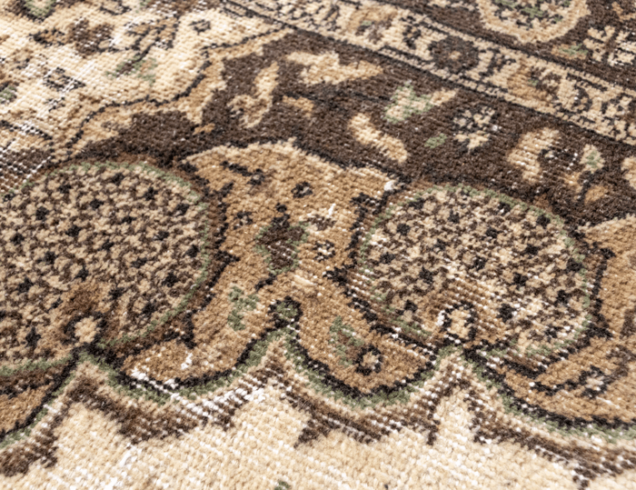 Vintage Hand-Knotted Distressed Turkish Rug