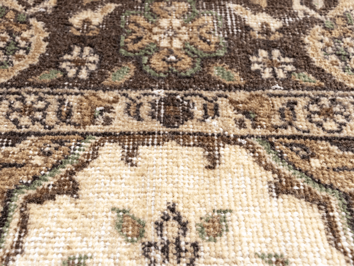 Vintage Hand-Knotted Distressed Turkish Rug