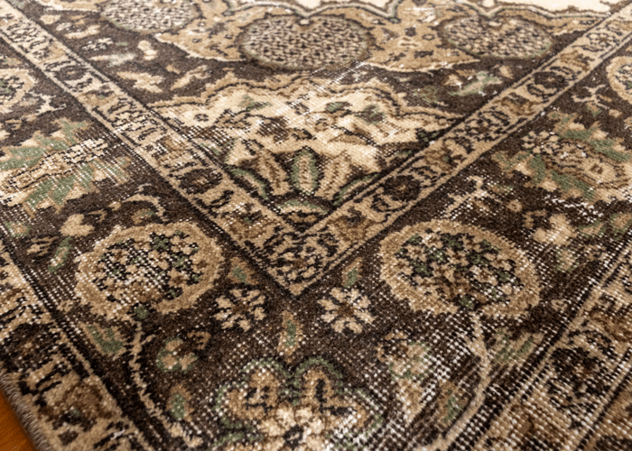 Vintage Hand-Knotted Distressed Turkish Rug