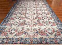 Vintage Hand-Knotted Distressed Turkish Rug