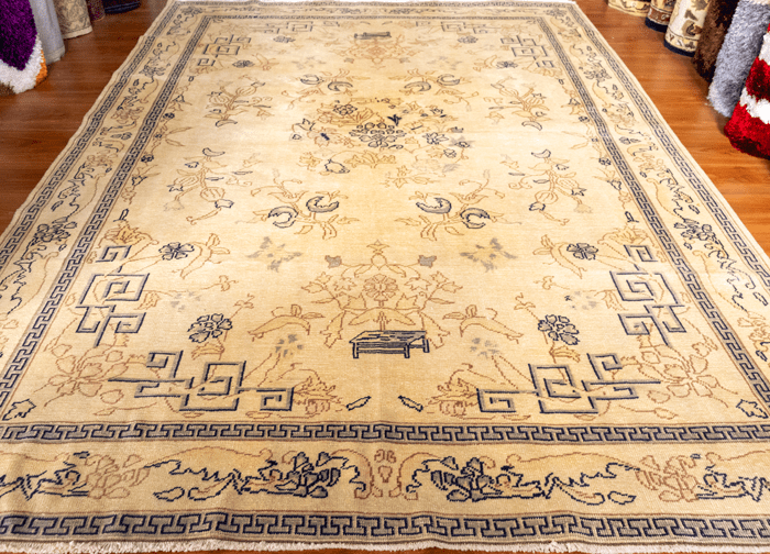 Vintage Hand-Knotted Distressed Turkish Rug