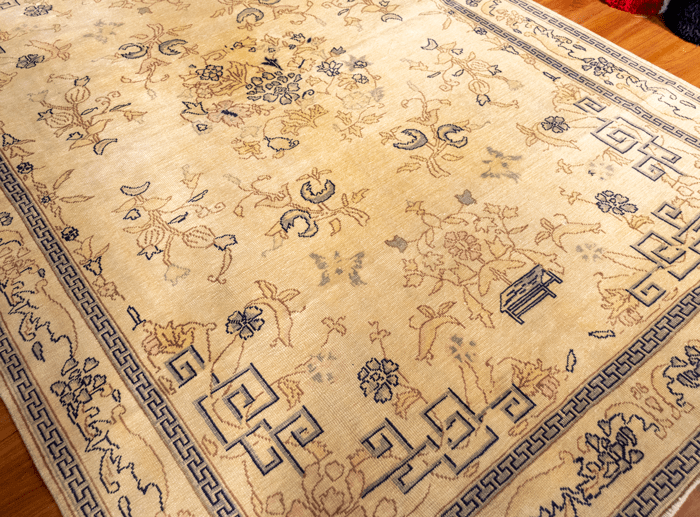 Vintage Hand-Knotted Distressed Turkish Rug