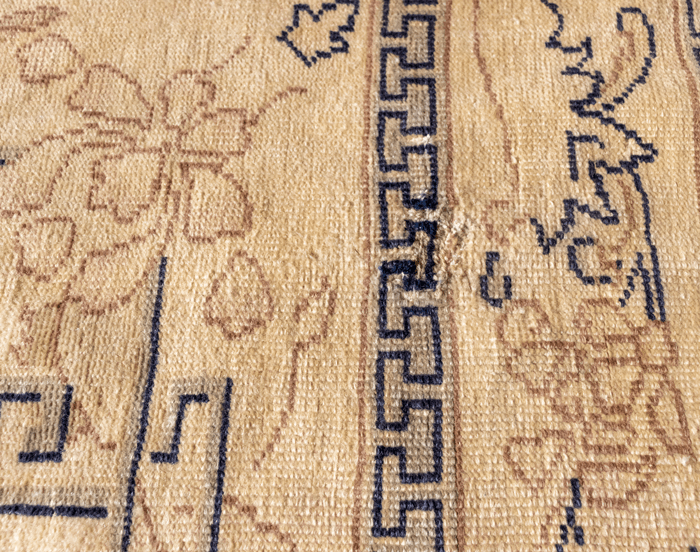 Vintage Hand-Knotted Distressed Turkish Rug