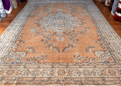 Vintage Hand-Knotted Distressed Turkish Rug