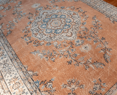 Vintage Hand-Knotted Distressed Turkish Rug