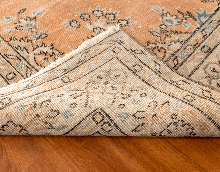 Vintage Hand-Knotted Distressed Turkish Rug