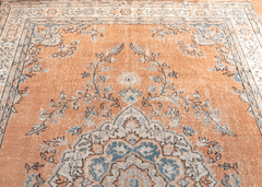 Vintage Hand-Knotted Distressed Turkish Rug