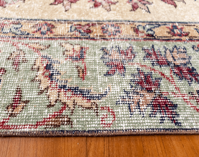 Vintage Hand-Knotted Distressed Turkish Rug