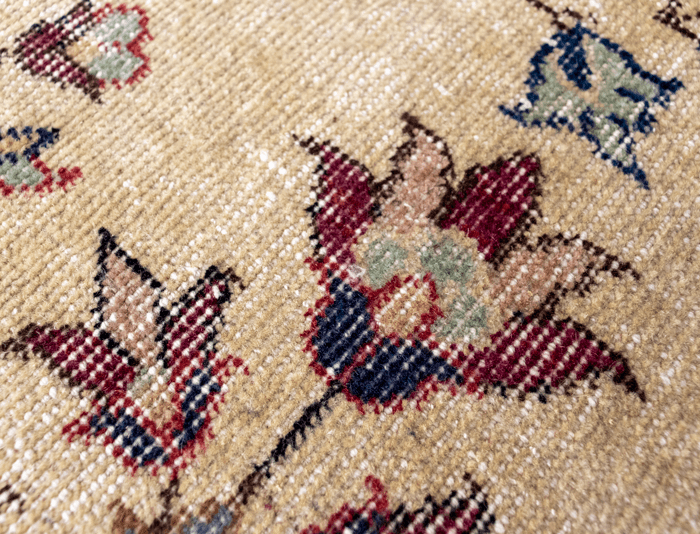 Vintage Hand-Knotted Distressed Turkish Rug